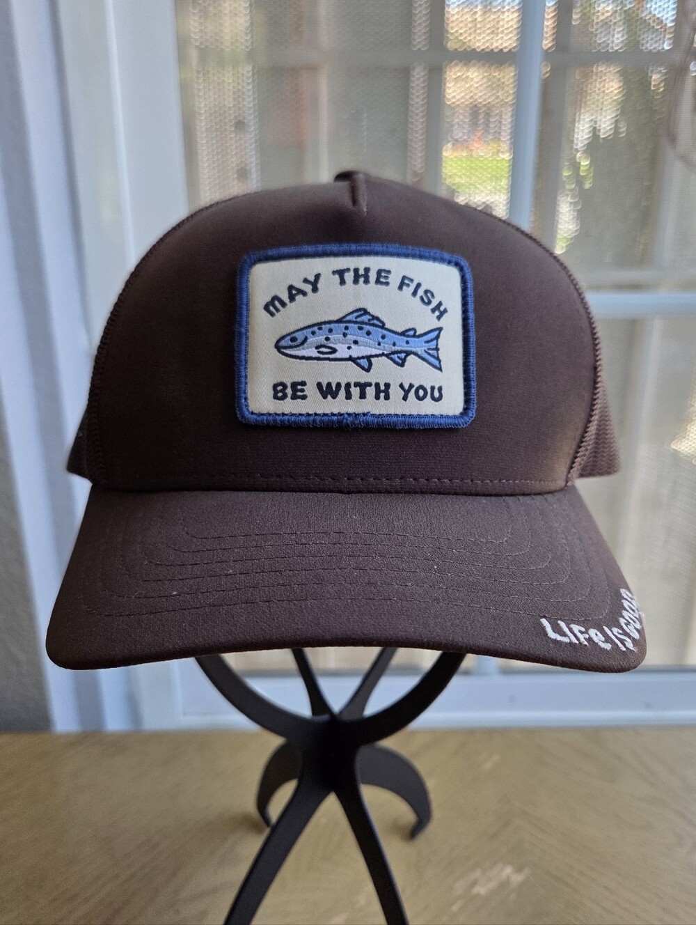 Life is Good Mens Brown May The Fish Be With You Trucker Hat UPF 50+ Snapback